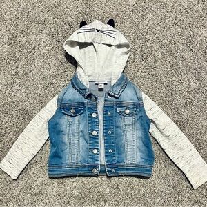 2T Cat & Jack Lightweight Kitty Cat Hooded Jean Jacket